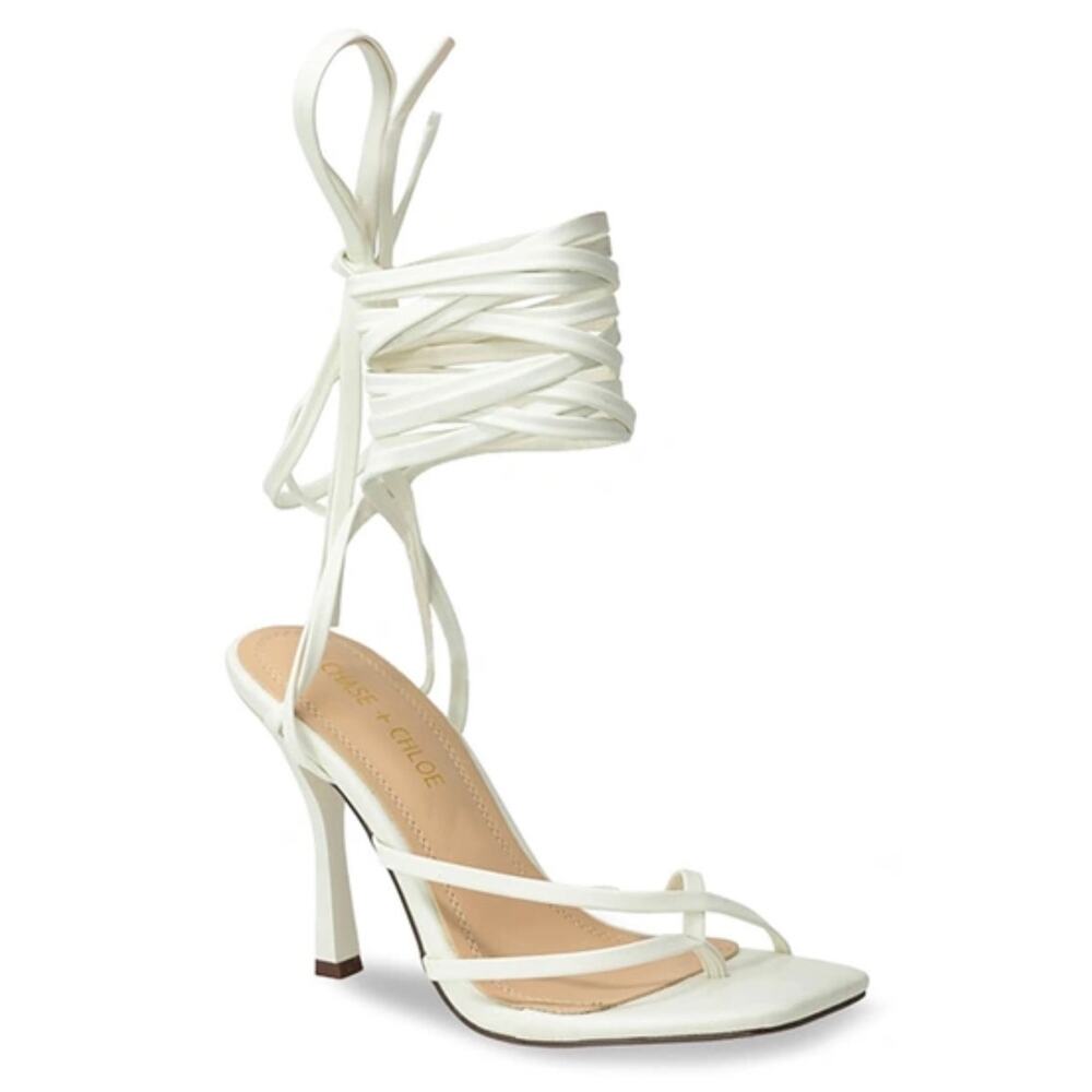 Chase + Chloe Wraparound Sandals Size 8 OffWhite Square Open Toe